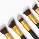 Close-up of the 10 piece Golden Smoke Brush Set